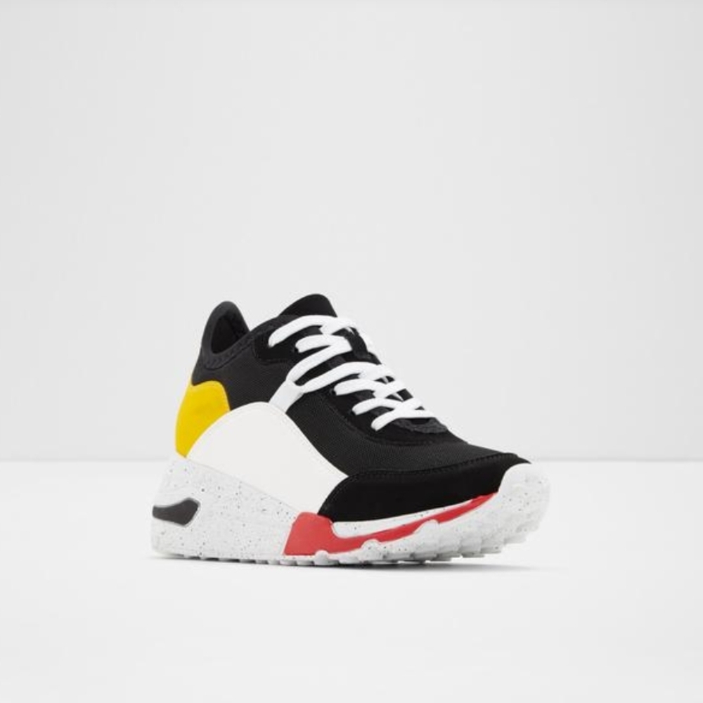 ALDO Black White Yellow Red Chunky Platform Sneakers